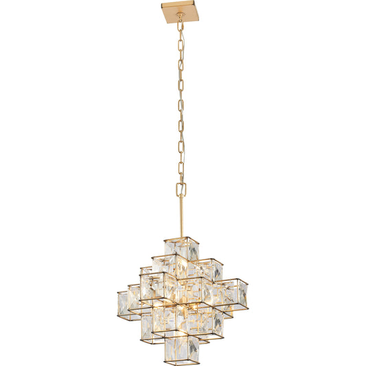Cubic Pendant by Varaluz in calypso gold. Made from calypso gold, faceted crystal panels in a eclectic & global style.