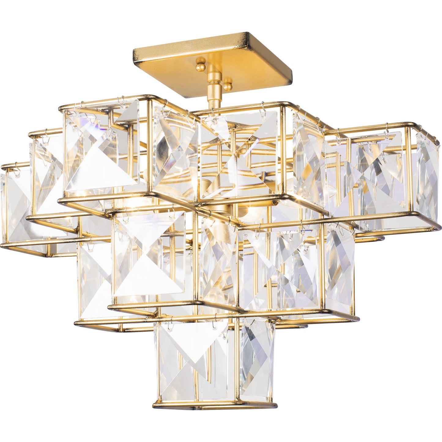 002 SR-817664 | Additional Silo | Cubic Ceiling Fixture by Varaluz in calypso gold. Made from calypso gold, faceted crystal panels in a transitional style.