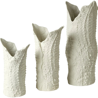 Crocodile Vase by Global Views in matte white. Made from porcelain in a coastal style.