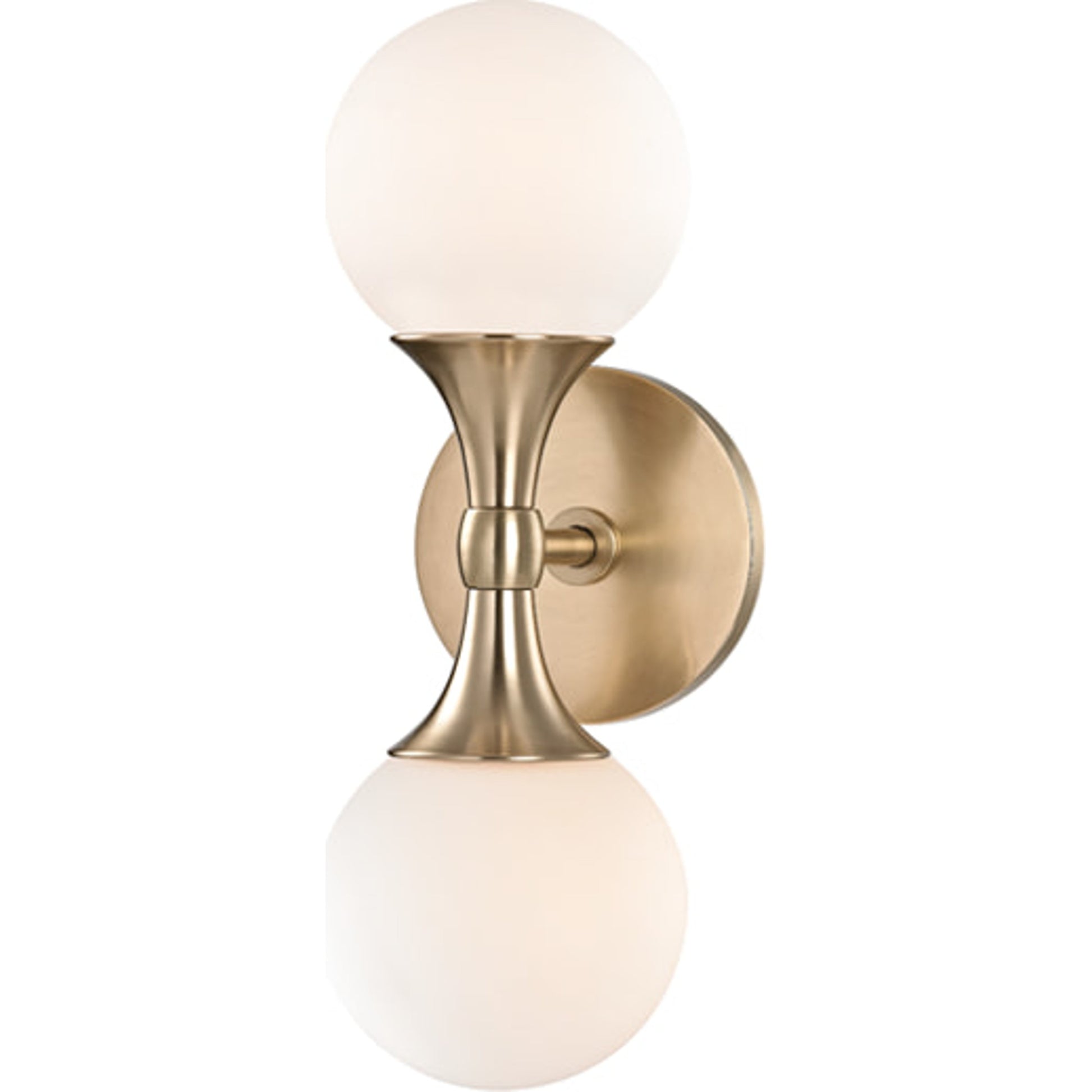 Astoria Wall Sconce by Hudson Valley in aged brass. Made from steel in a modern style.