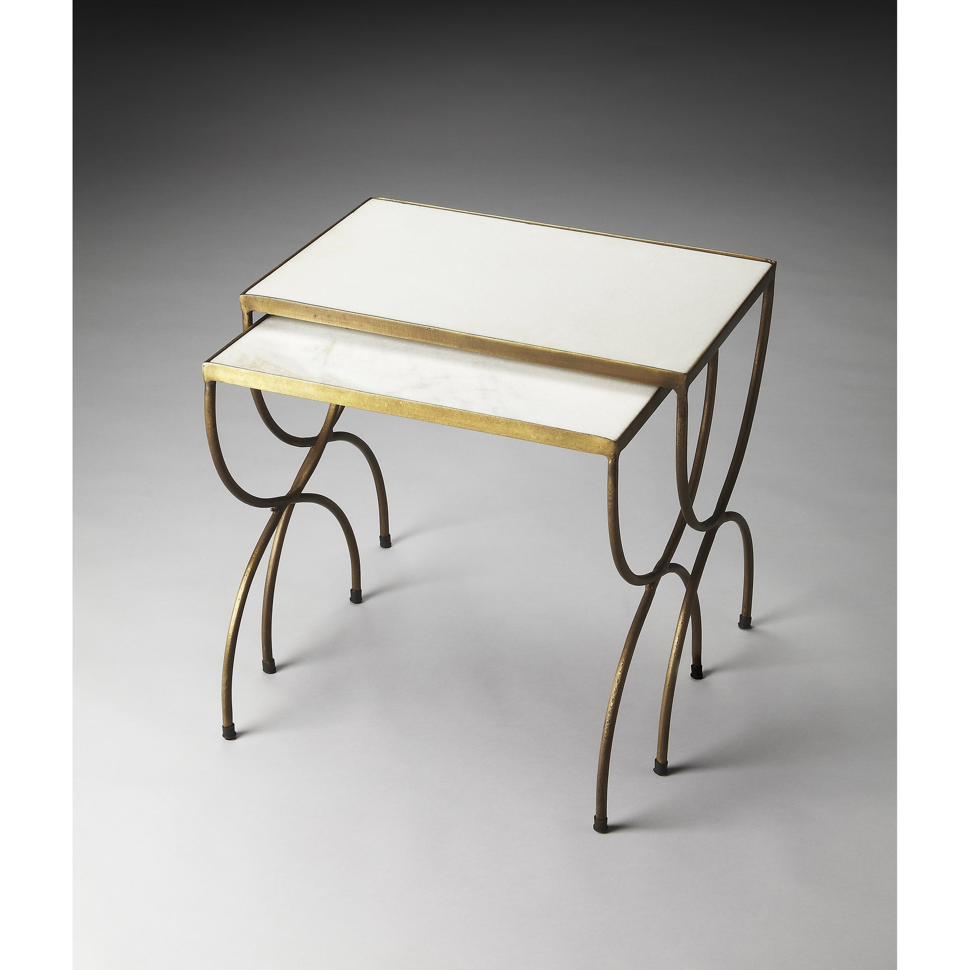 Bacchus Marble & Iron Nesting Tables by Butler Specialty Company in multi-color and metalworks. Made from iron, marble in a modern style.