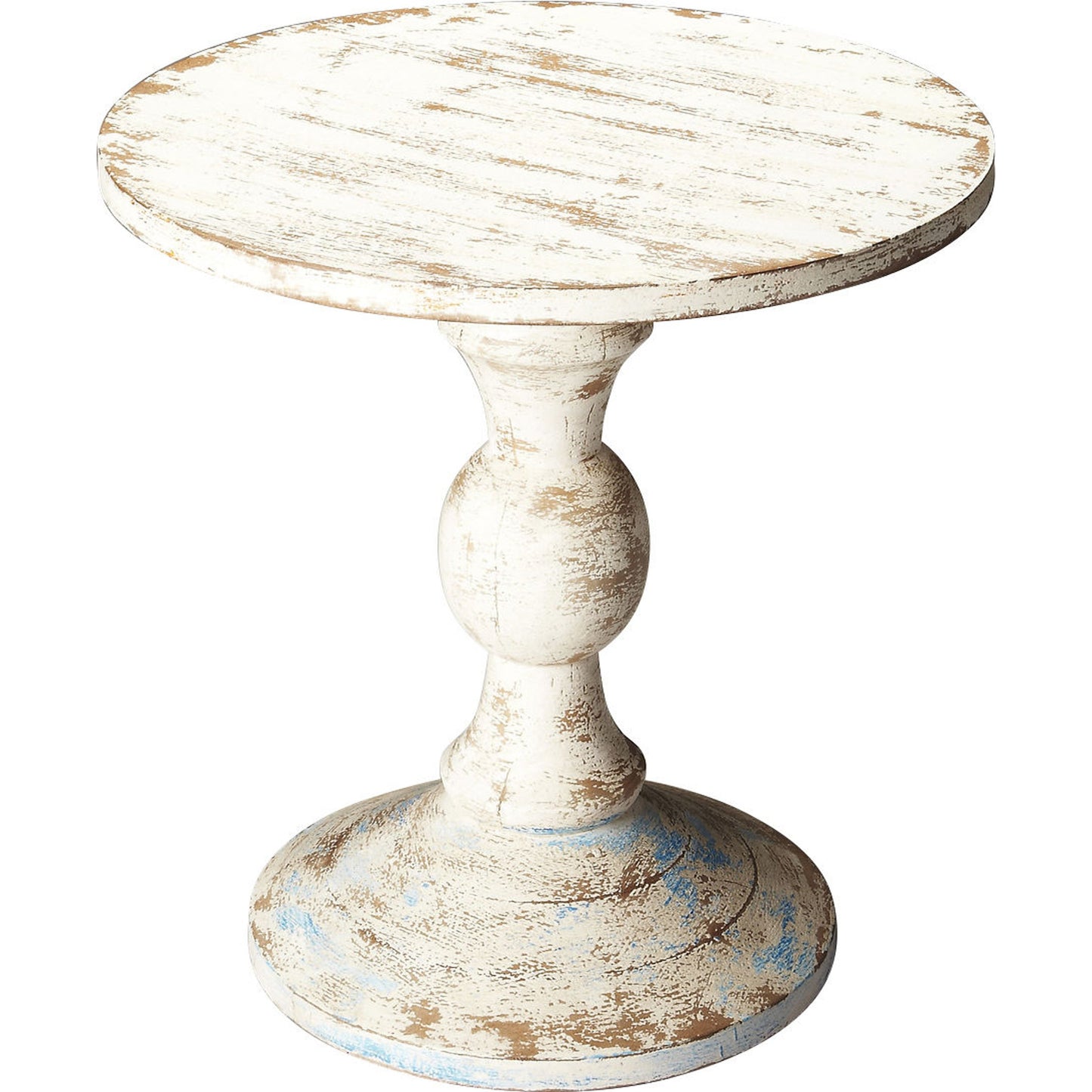 001 O-BUTLER-3313290 | Additional Silo | Grandma's Attic Solid Wood Pedestal Table by Butler Specialty Company in white and artifacts. Made from mango wood in a cottage & farmhouse style.