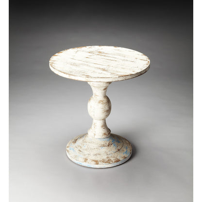Grandma's Attic Solid Wood Pedestal Table by Butler Specialty Company in white and artifacts. Made from mango wood in a cottage & farmhouse style.