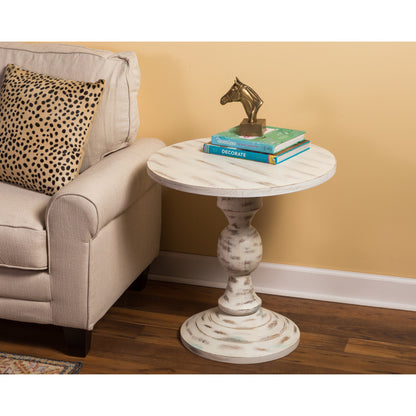 Grandma's Attic Solid Wood Pedestal Table by Butler Specialty Company in white and artifacts. Made from mango wood in a cottage & farmhouse style.