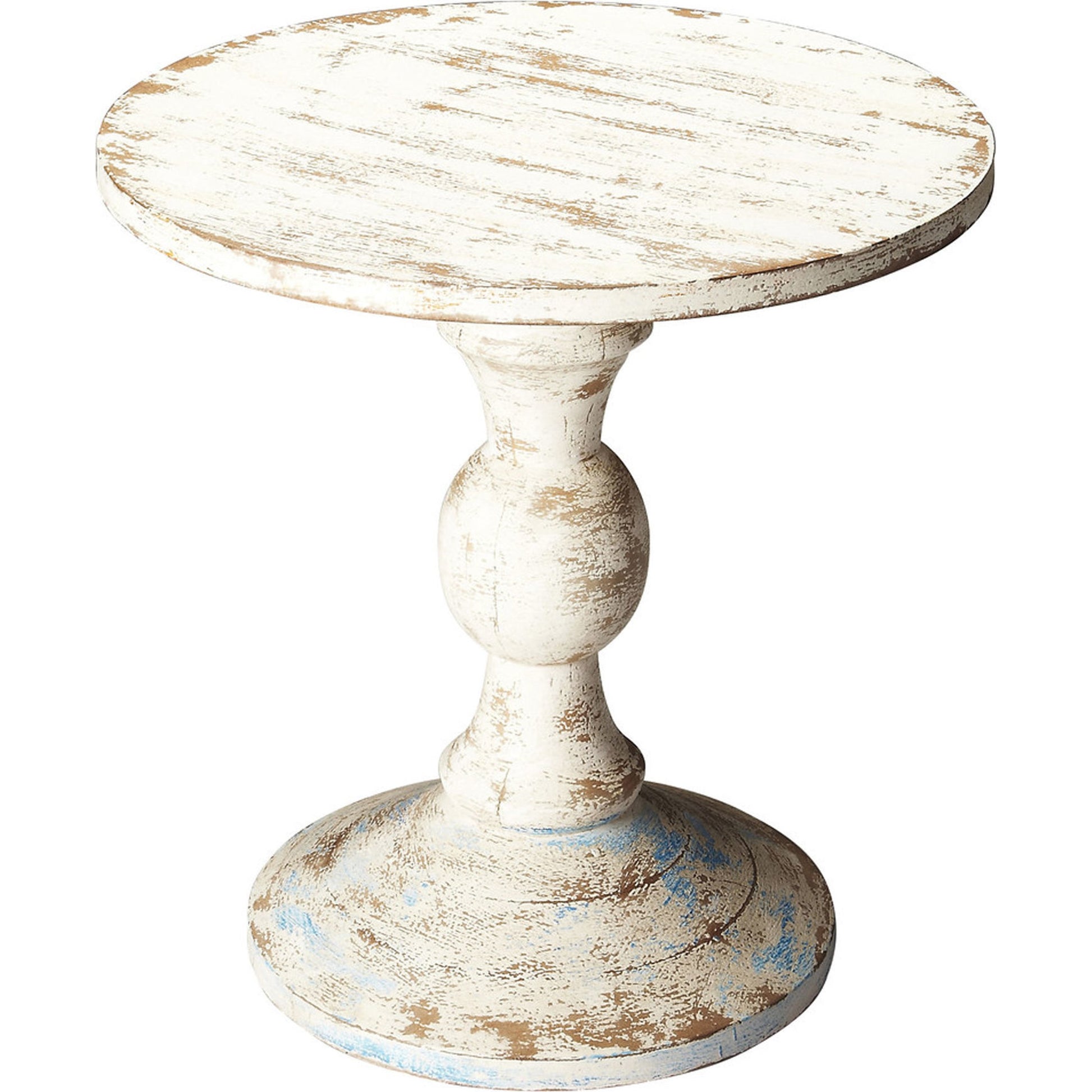 Grandma's Attic Solid Wood Pedestal Table by Butler Specialty Company in white and artifacts. Made from mango wood in a cottage & farmhouse style.