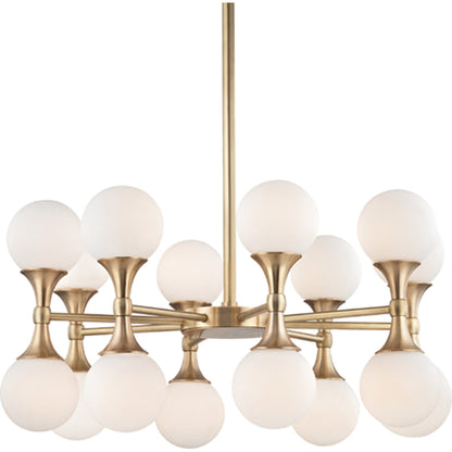 Astoria Chandelier by Hudson Valley in aged brass. Made from steel in a modern style.