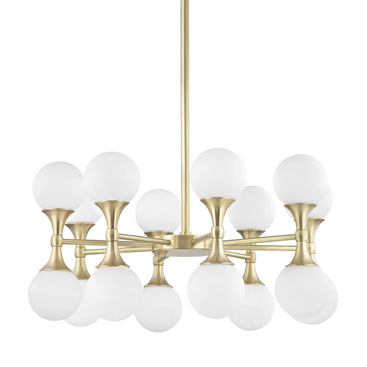 Astoria Chandelier by Hudson Valley in aged brass. Made from steel in a modern style.