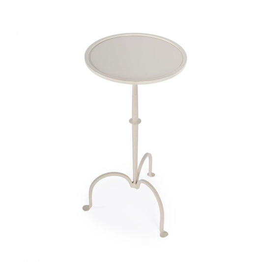 Founders White Iron Pedestal Table by Butler Specialty Company in white and metalworks. Made from iron in a modern style.