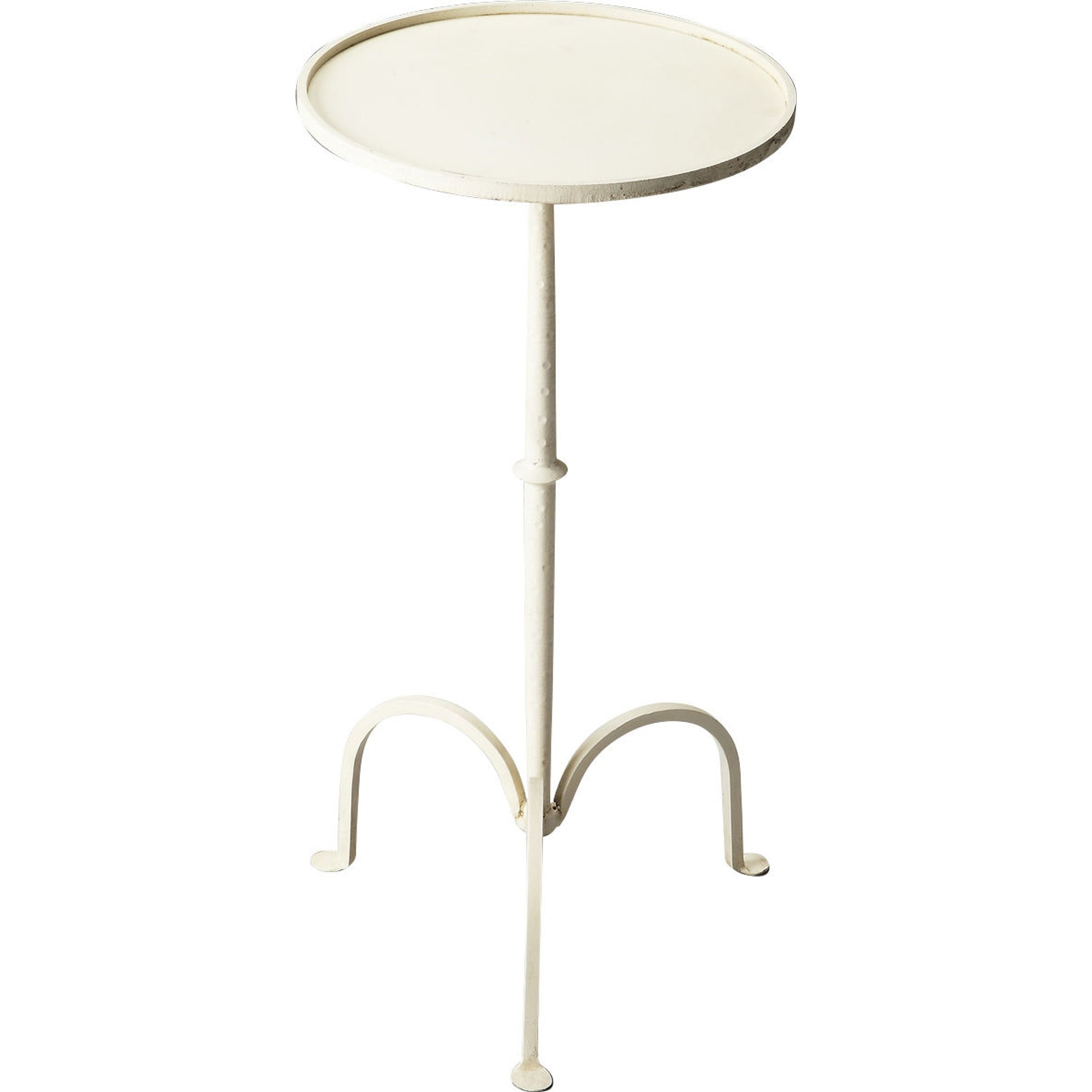 Founders White Iron Pedestal Table by Butler Specialty Company in white and metalworks. Made from iron in a modern style.