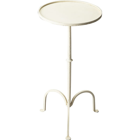 Founders White Iron Pedestal Table by Butler Specialty Company in white and metalworks. Made from iron in a modern style.