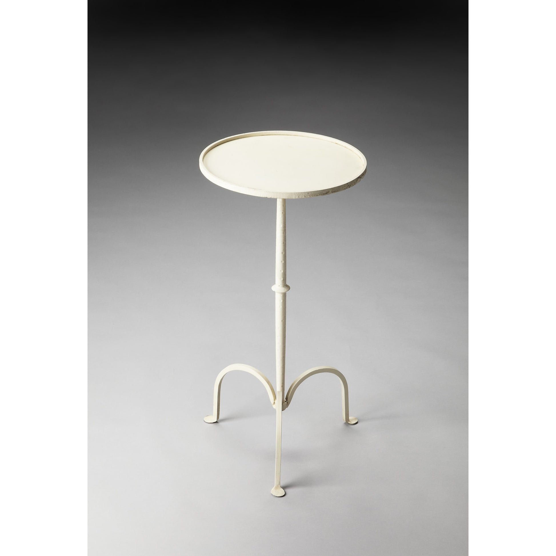 Founders White Iron Pedestal Table by Butler Specialty Company in white and metalworks. Made from iron in a modern style.