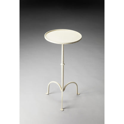 Founders White Iron Pedestal Table by Butler Specialty Company in white and metalworks. Made from iron in a modern style.