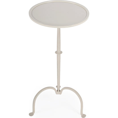 Founders White Iron Pedestal Table by Butler Specialty Company in white and metalworks. Made from iron in a modern style.