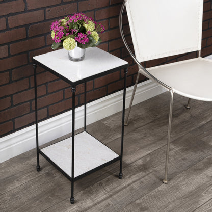 Larkin Marble & Iron Accent Table by Butler Specialty Company in multi-color and metalworks. Made from iron, marble in a modern style.