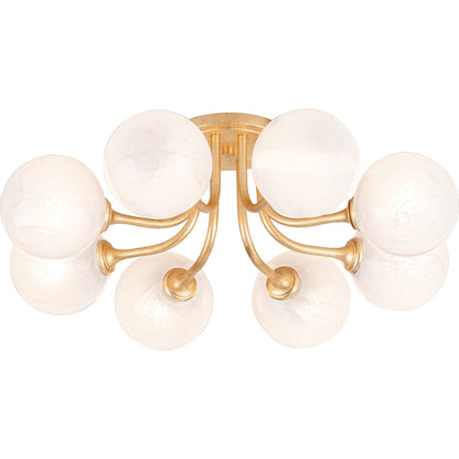 Onyx Semi Flush by Corbett in vintage gold leaf. Made from steel in a modern style.