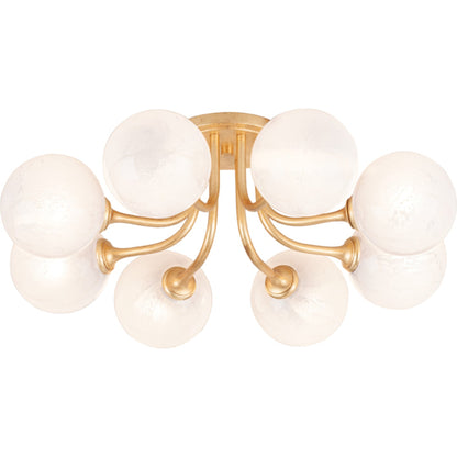 Onyx Semi Flush by Corbett in vintage gold leaf. Made from steel in a modern style.