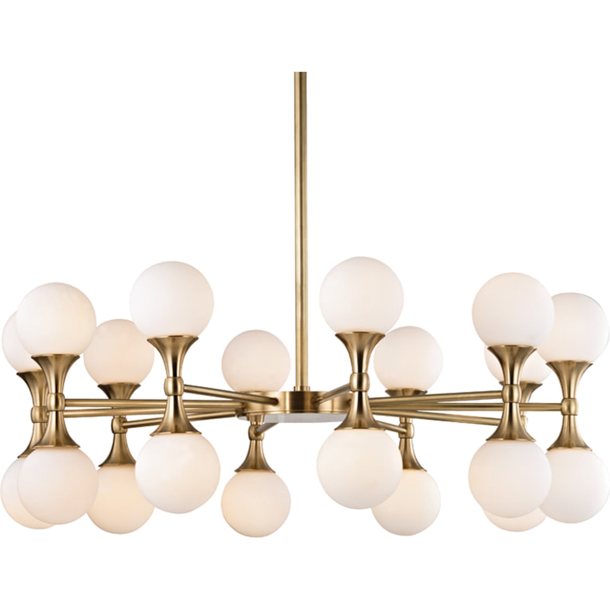 Astoria Chandelier by Hudson Valley in aged brass. Made from steel in a modern style.