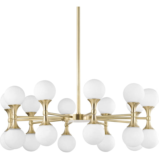 Astoria Chandelier by Hudson Valley in aged brass. Made from steel in a modern style.