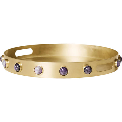 Pandora Amethyst Tray by Global Views. Made from stainless steel, amethyst in a eclectic & global style.