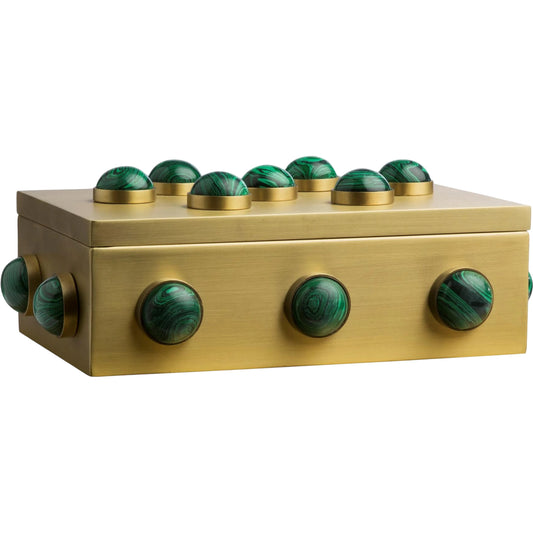 Pandora Malachite Box by Global Views. Made from stainless steel, faux pandora malachite in a unique style.