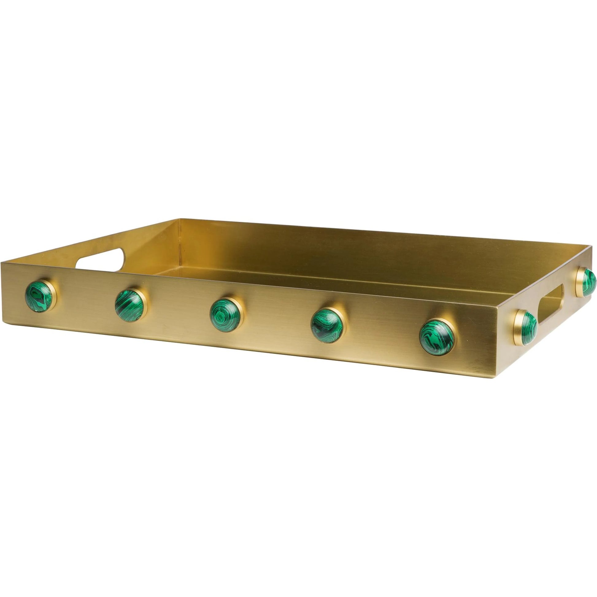 Pandora Malachite Tray by Global Views. Made from stainless steel, faux pandora malachite in a eclectic & global style.