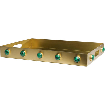 Pandora Malachite Tray by Global Views. Made from stainless steel, faux pandora malachite in a eclectic & global style.