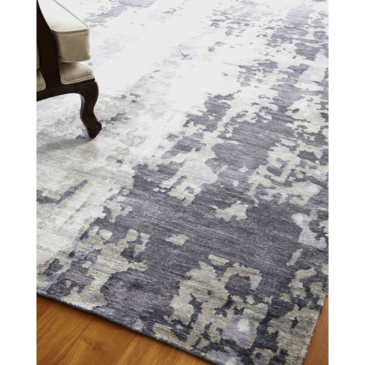 Bamboo Silk 3337 Rug by Exquisite Rugs in blue, gray. Made from bamboo silk in a unique style.