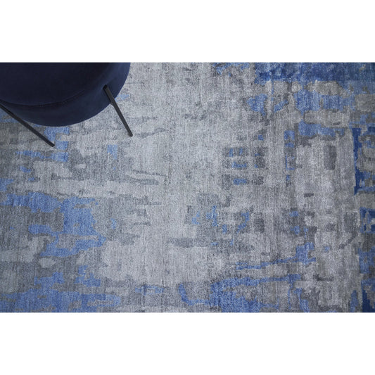 Bamboo Silk 3339 Rug by Exquisite Rugs in blue, gray. Made from bamboo silk in a unique style.