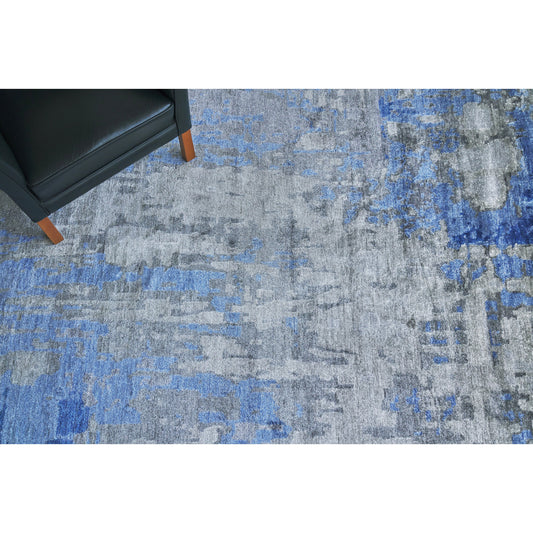 Bamboo Silk 3339 Rug by Exquisite Rugs in blue, gray. Made from bamboo silk in a unique style.