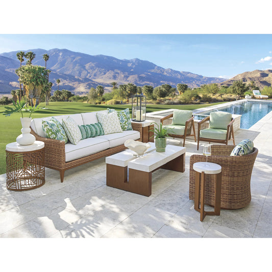 Palm Desert Poolside Rectangular Cocktail Table by Tommy Bahama Outdoor in white agate. Made from unique in a unique style.