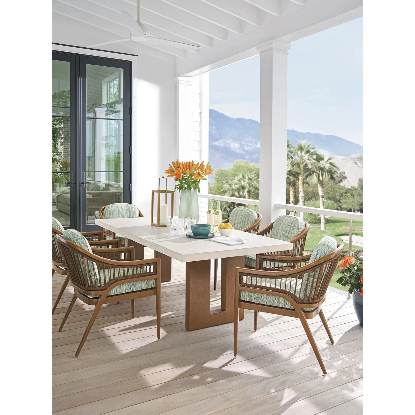 003 SI-2259583 | Additional Silo | Palm Desert Poolside Rectangular Dining Table by Tommy Bahama Outdoor in white agate. Made from wood, stone in a unique style.