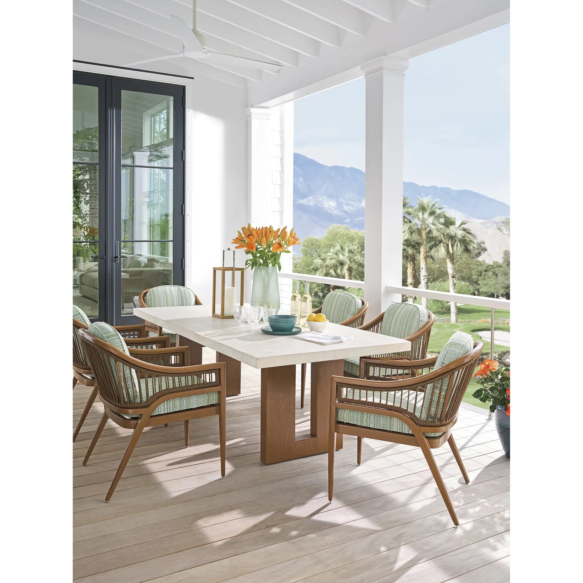Palm Desert Poolside Rectangular Dining Table by Tommy Bahama Outdoor in white agate. Made from wood, stone in a unique style.