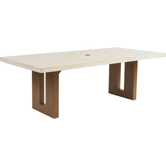 Palm Desert Poolside Rectangular Dining Table by Tommy Bahama Outdoor in white agate. Made from wood, stone in a unique style.