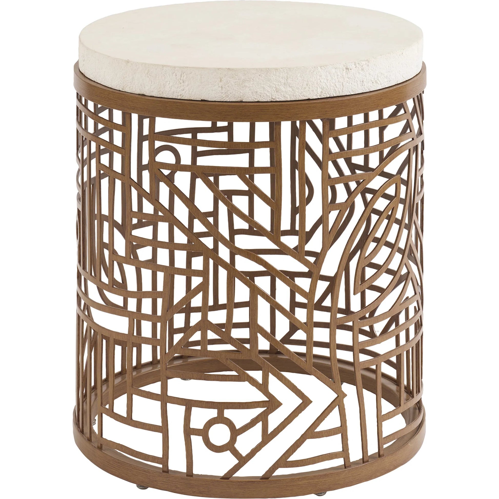Palm Desert Poolside Round End Table by Tommy Bahama Outdoor in white agate. Made from unique in a unique style.
