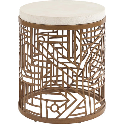 Palm Desert Poolside Round End Table by Tommy Bahama Outdoor in white agate. Made from unique in a unique style.