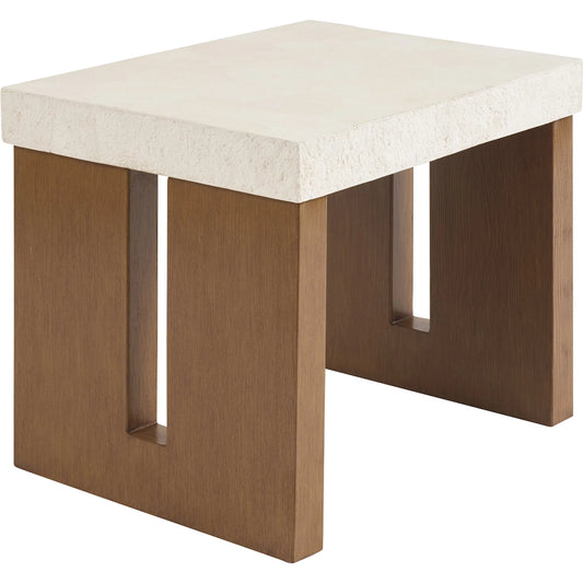 Palm Desert Poolside Rectangular End Table by Tommy Bahama Outdoor in white agate. Made from wood, stone in a unique style.