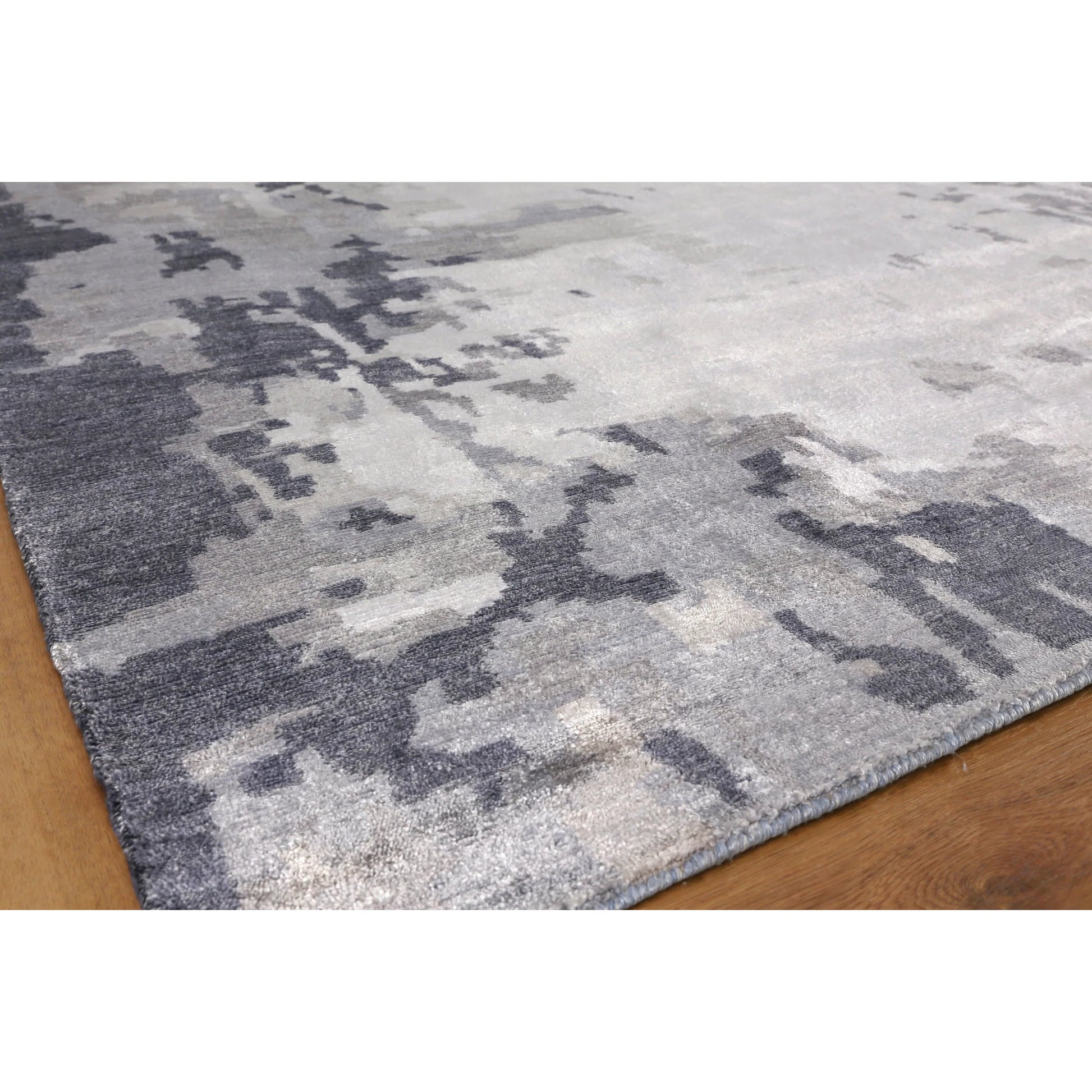 Bamboo Silk Rug by Exquisite Rugs in blue, gray. Made from bamboo silk in a unique style.
