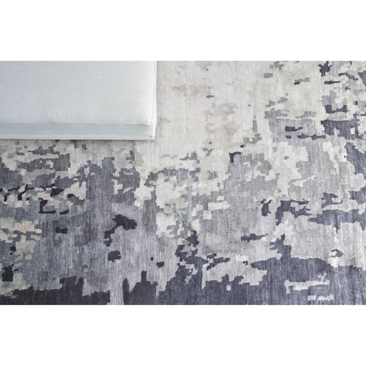 Bamboo Silk 3341 Rug by Exquisite Rugs in blue, gray. Made from bamboo silk in a unique style.