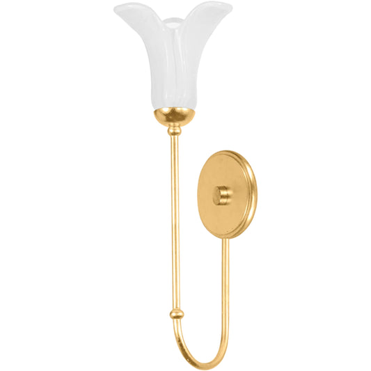 Montclair Wall Sconce by Hudson Valley in vintage gold leaf. Made from iron in a unique style.