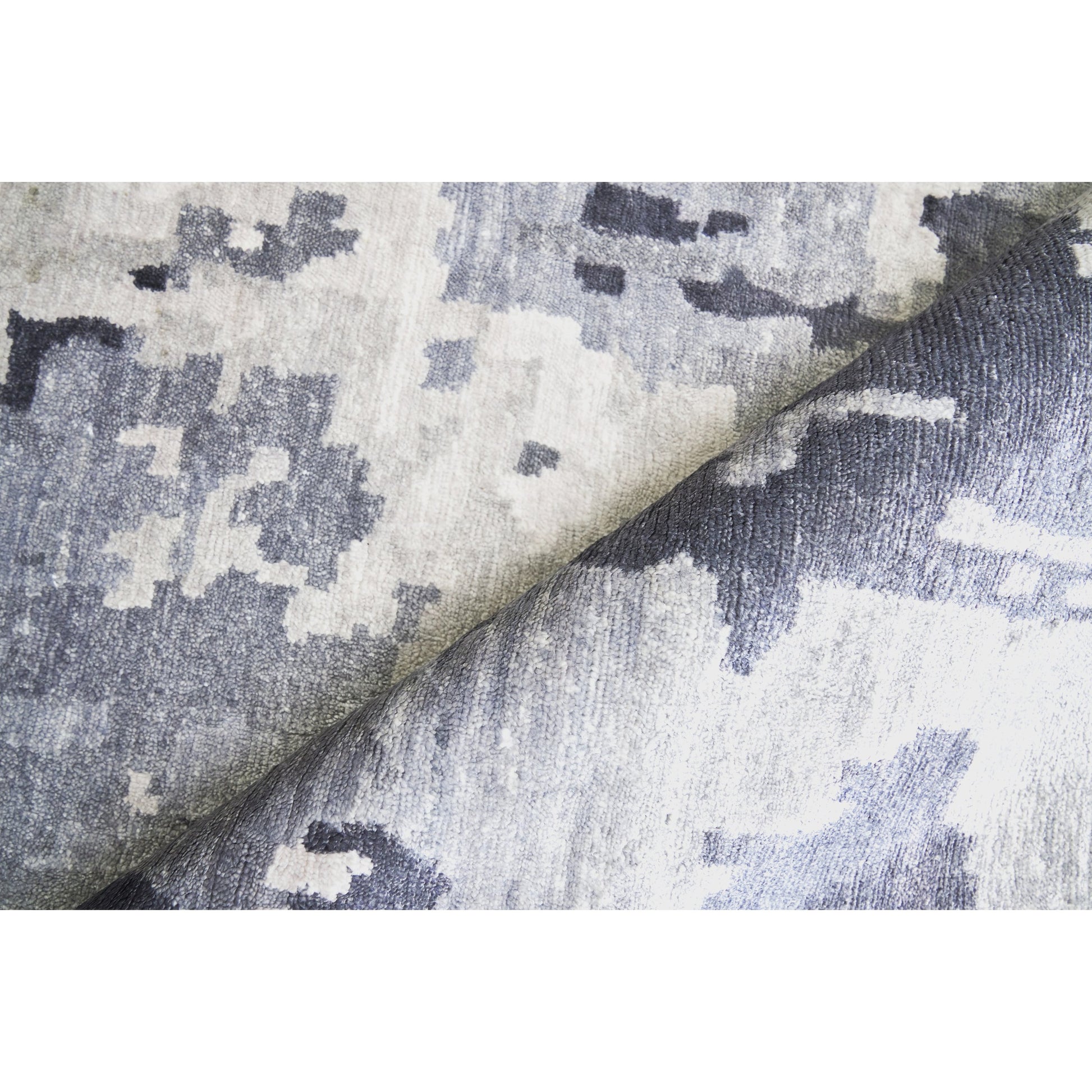 Bamboo Silk Rug by Exquisite Rugs in blue, gray. Made from bamboo silk in a unique style.