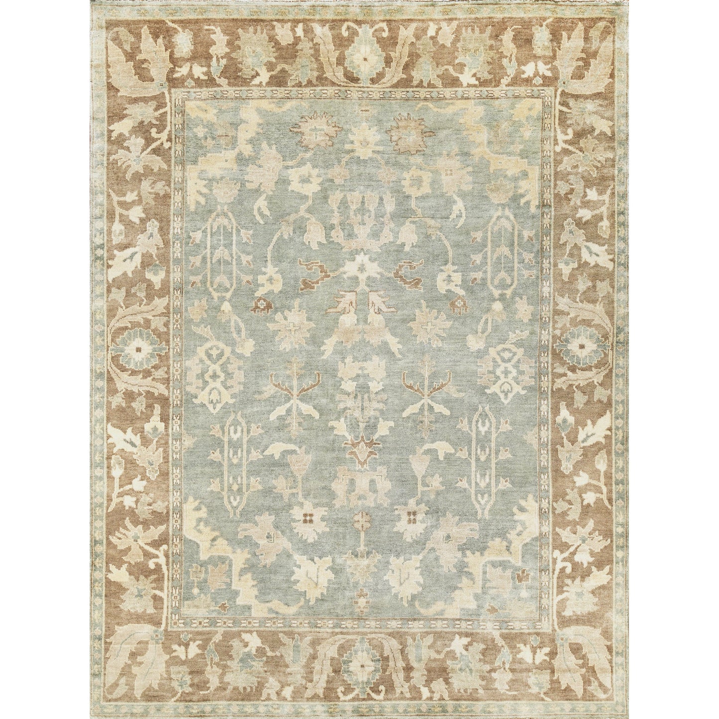 001 SI-1826964,SI-1826965,SI-1826966,SI-1826967,SI-1826968,SI-1826969 | Additional Silo | Antique Weave Oushak Rug - Blue, Light Brown by Exquisite Rugs in blue/light brown. Made from unique in a unique style.