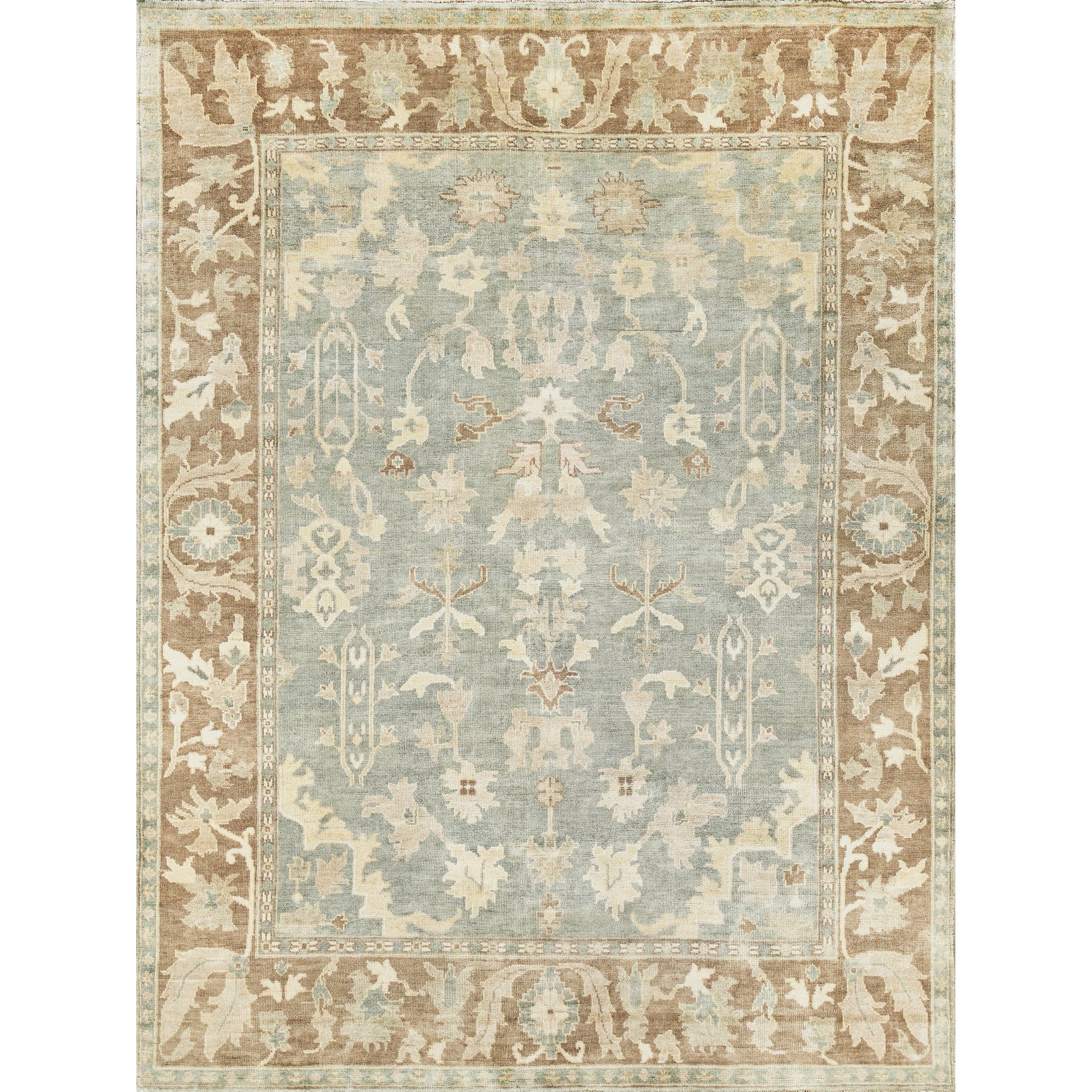 Antique Weave Oushak Rug - Blue, Light Brown by Exquisite Rugs in blue/light brown. Made from unique in a unique style.
