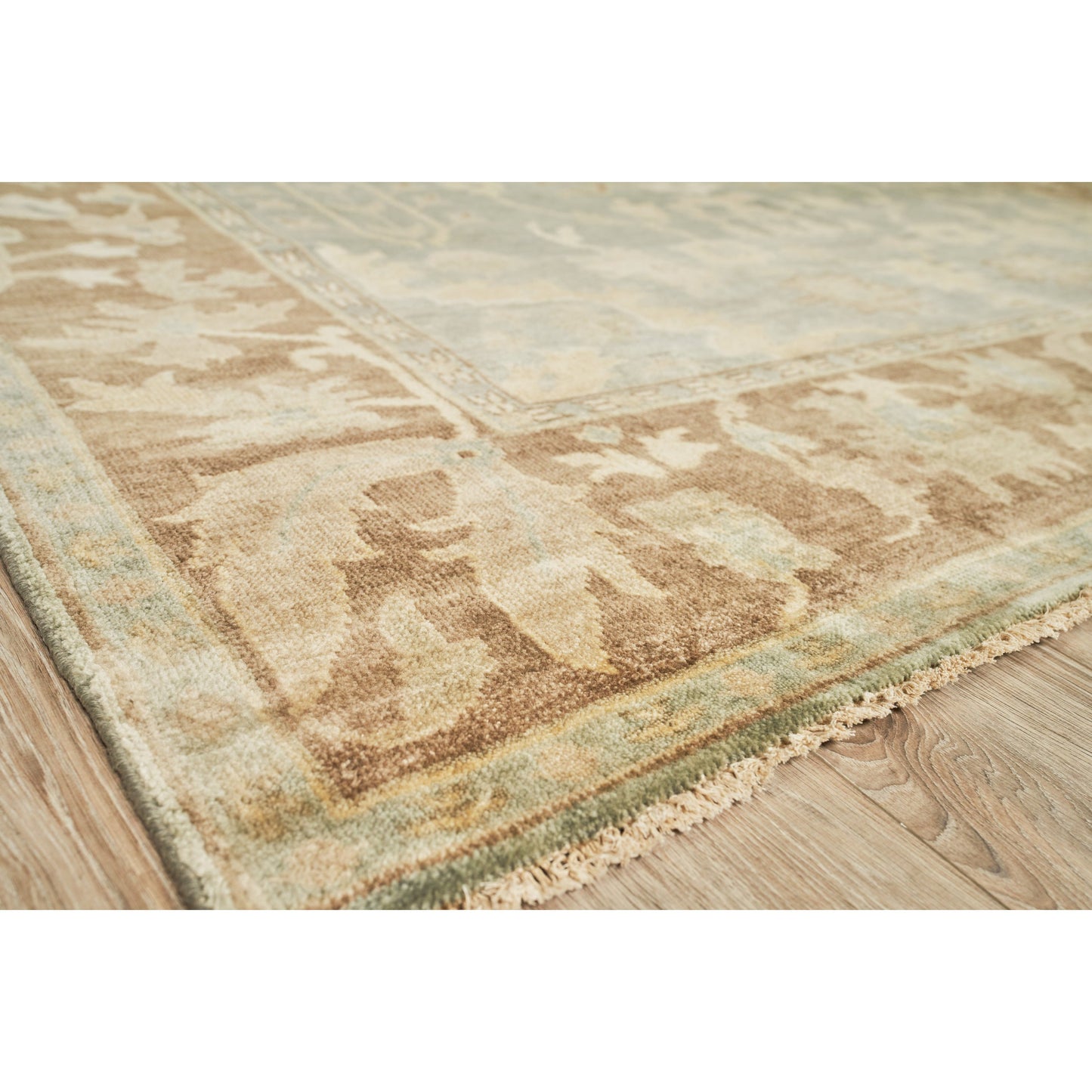 002 SI-1826964,SI-1826965,SI-1826966,SI-1826967,SI-1826968,SI-1826969 | Closeup | Antique Weave Oushak Rug - Blue, Light Brown by Exquisite Rugs in blue/light brown. Made from unique in a unique style.