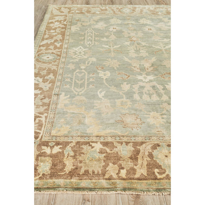 Antique Weave Oushak Rug - Blue, Light Brown by Exquisite Rugs in blue/light brown. Made from unique in a unique style.