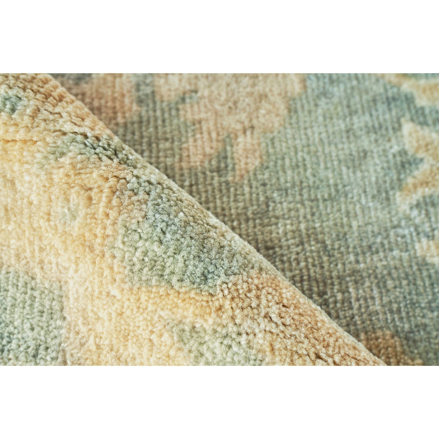 004 SI-1826964,SI-1826965,SI-1826966,SI-1826967,SI-1826968,SI-1826969 | Closeup | Antique Weave Oushak Rug - Blue, Light Brown by Exquisite Rugs in blue/light brown. Made from unique in a unique style.