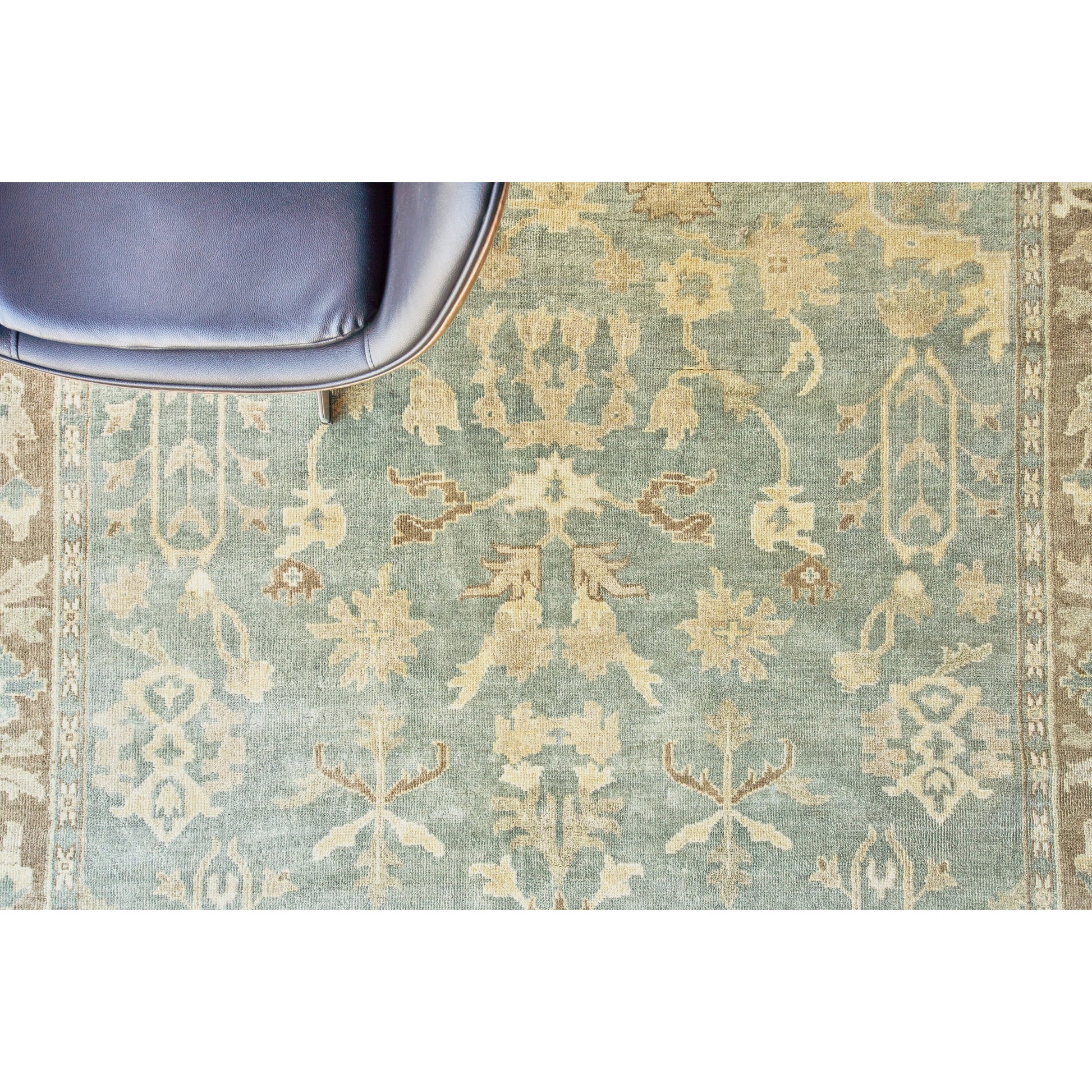 Antique Weave Oushak Rug - Blue, Light Brown by Exquisite Rugs in blue/light brown. Made from unique in a unique style.