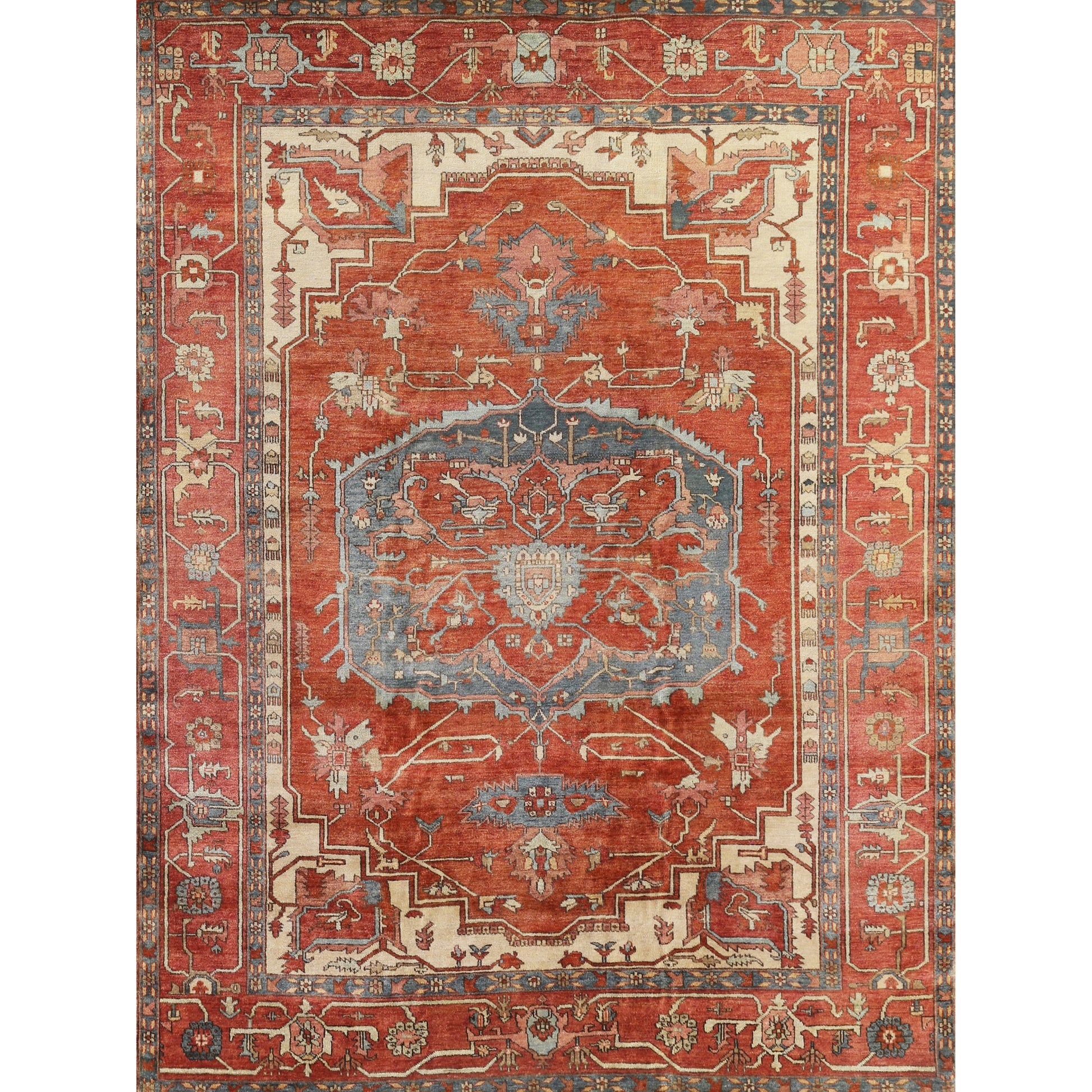 Antique Weave Persian Serapi Rug by Exquisite Rugs in rust, ivory. Made from new zealand wool in a unique style.