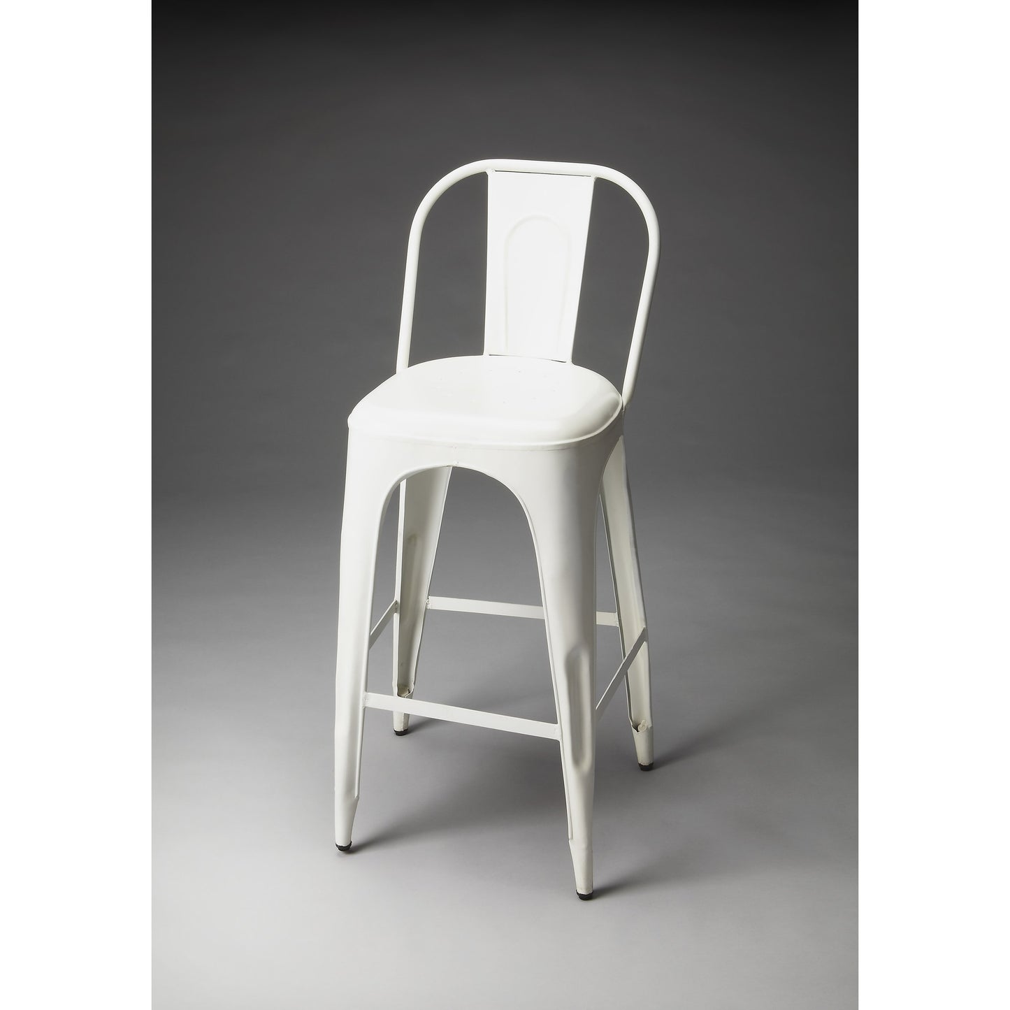 002 O-BUTLER-3349290 | Additional Silo | Alliance Vintage Bar Stool by Butler Specialty Company in white and artifacts. Made from iron in a modern style.