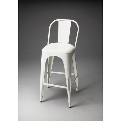 Alliance Vintage Bar Stool by Butler Specialty Company in white and artifacts. Made from iron in a modern style.