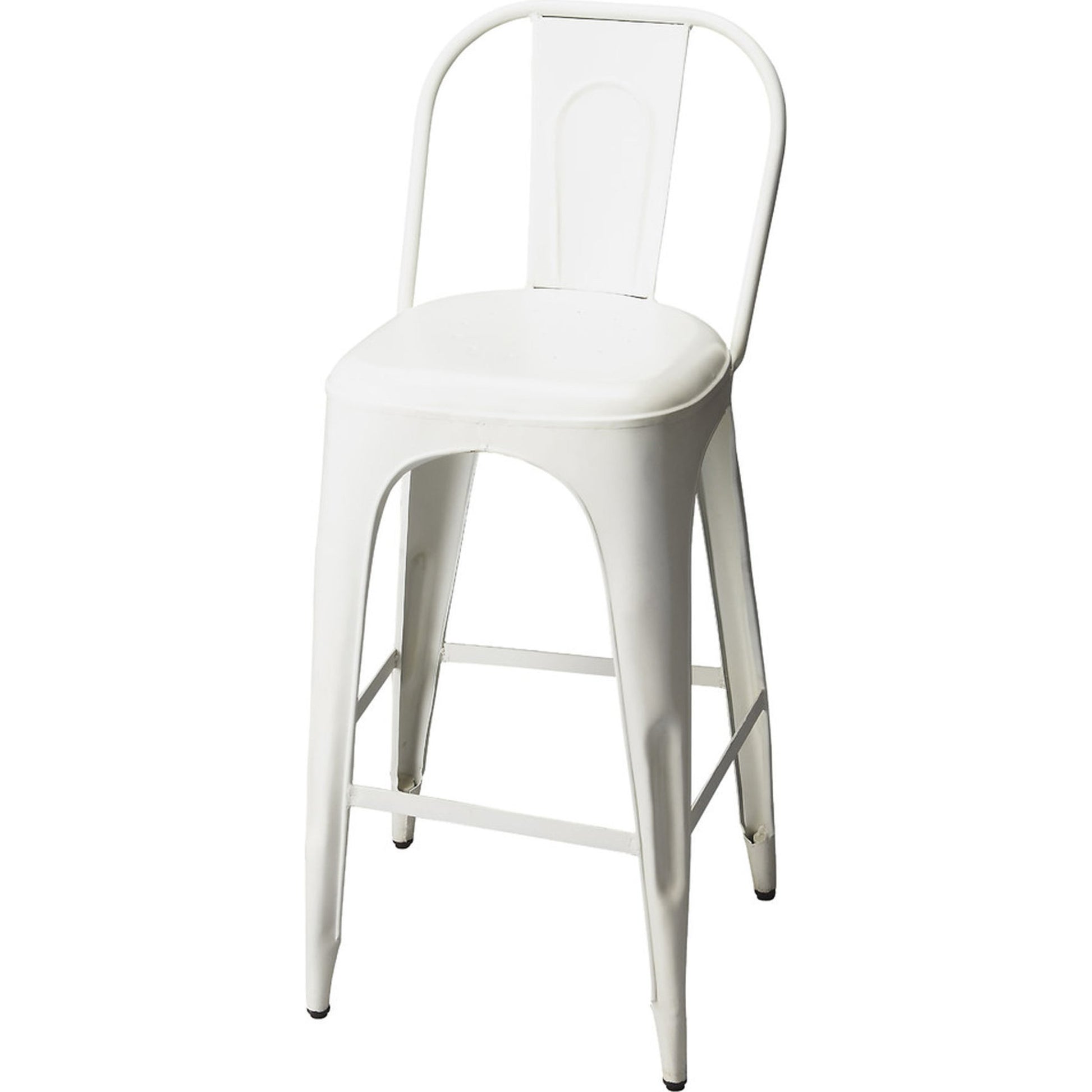 Alliance Vintage Bar Stool by Butler Specialty Company in white and artifacts. Made from iron in a modern style.